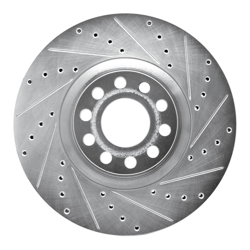 Audi S6 Brake Rotor (1) - Front Right - R1 Concepts - Drilled & Slotted - Silver - `99-`04